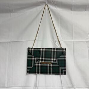 Green Plaid Envelope Clutch Purse